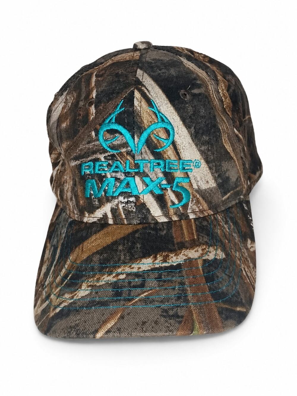 Realtree MAX-5 Camo Teal Logo Adjustable Hunting Cap